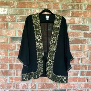 Chico’s SZ 3 Sheer Black Tie Front Blouse